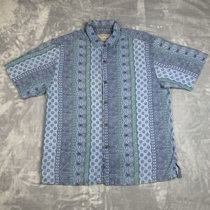 Tommy Bahama Mens L Original Fit Blue Pineapple Hawaiian Cruise Casual Shirt